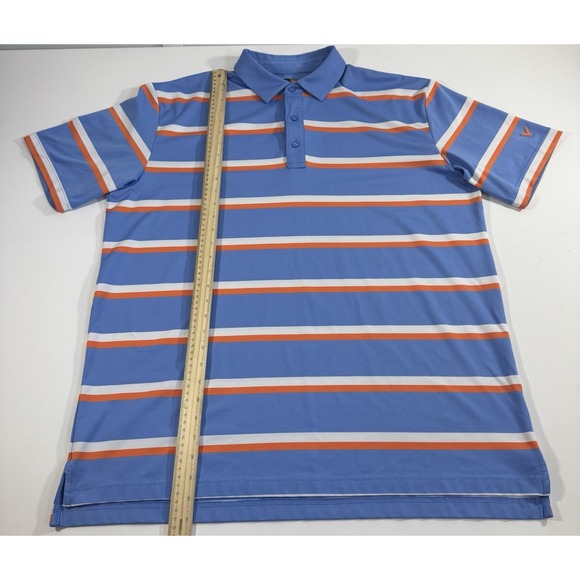 callaway mens opti dri golf polo large light Blue/Orange And White stripes - Picture 4 of 8